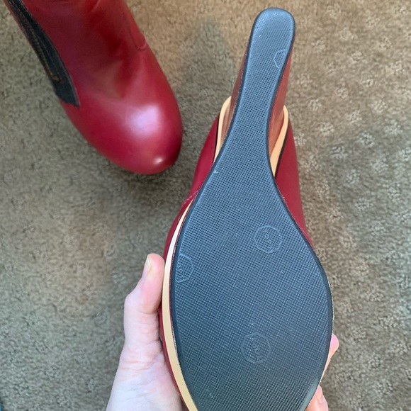 Diesel red leather wedge booties - Picture 8 of 14